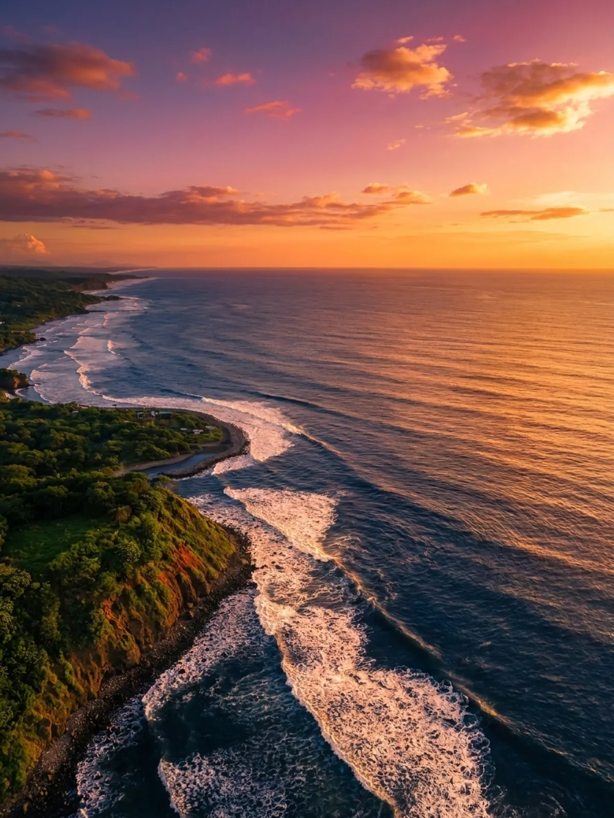 Aerial view of El Alto OceanView Residences above the Pacific coastline at Playa El Zonte, El Salvador