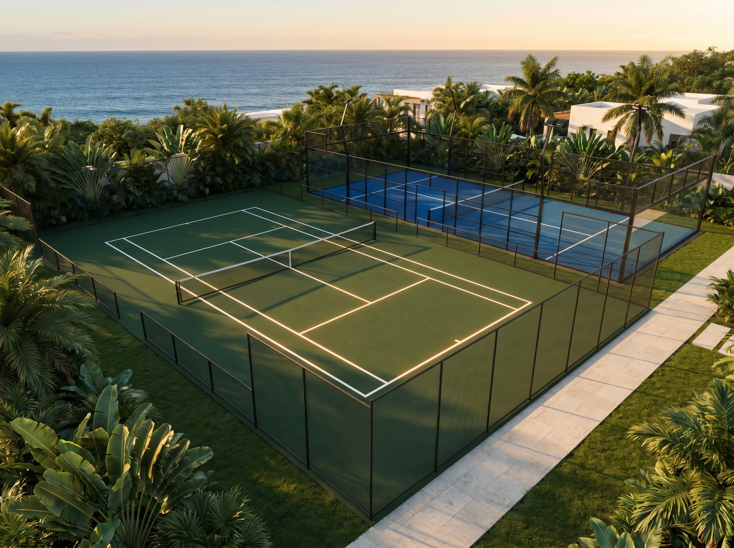 Tennis and padel courts within the compound